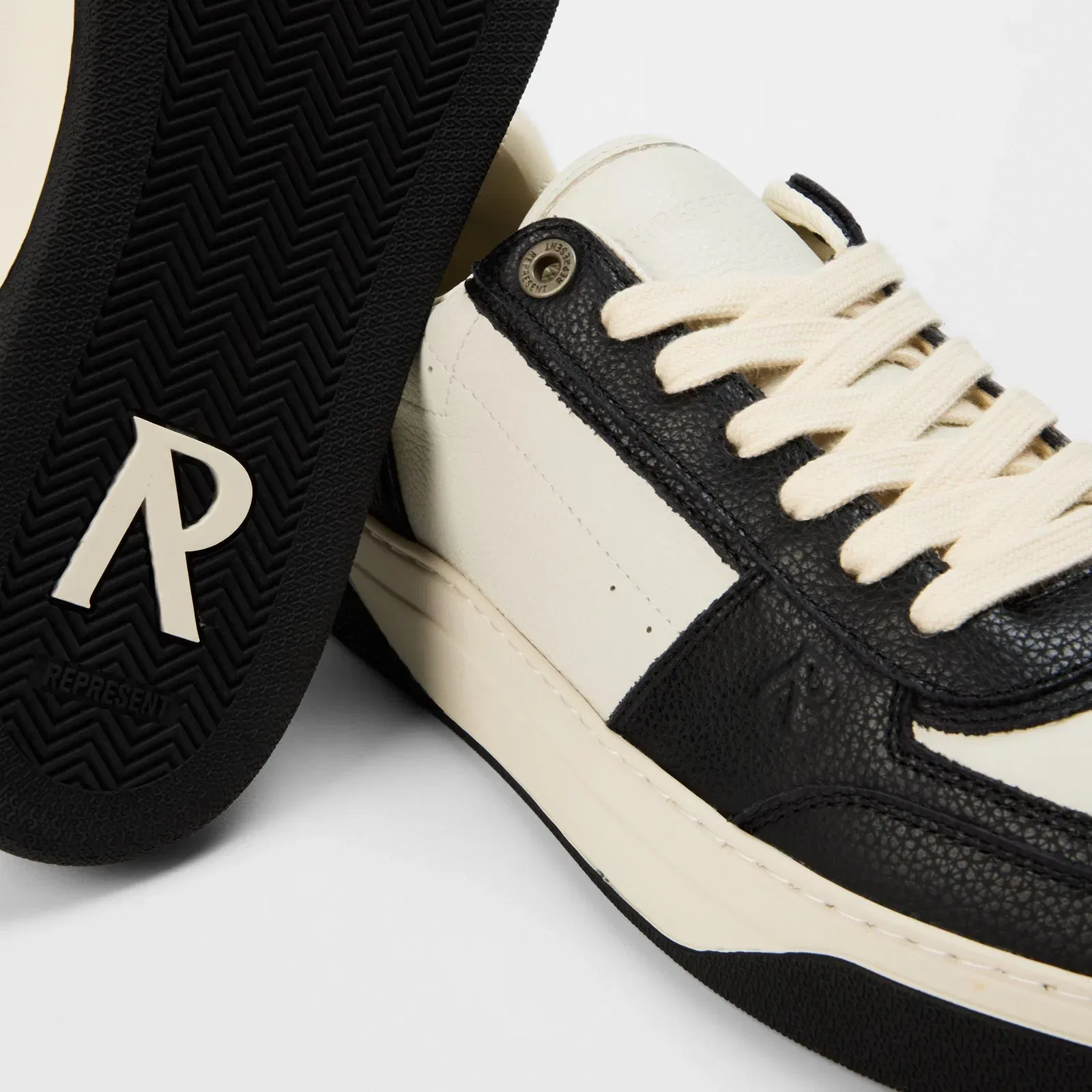 Initial Leather Lace Up Low-Top Trainers