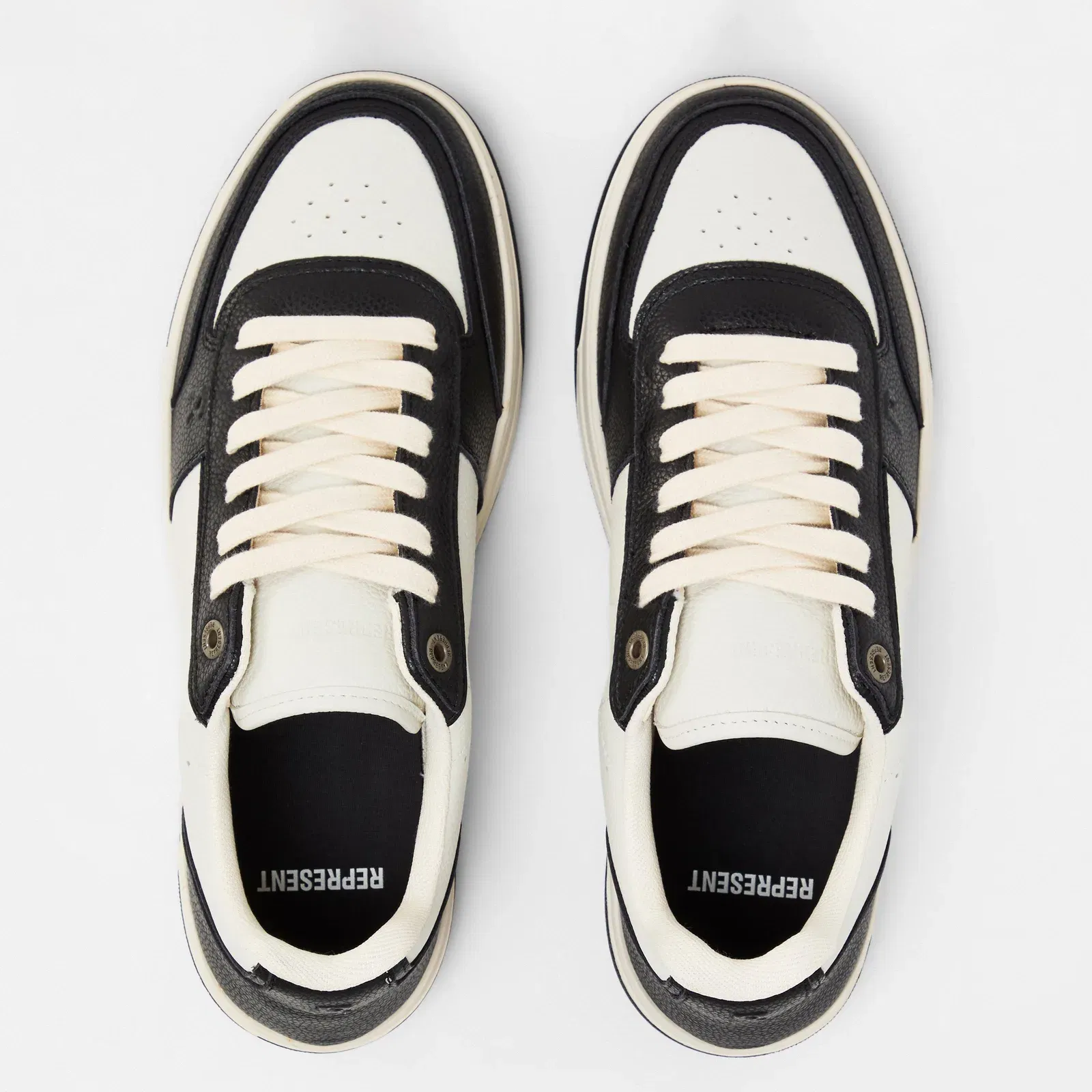 Initial Leather Lace Up Low-Top Trainers