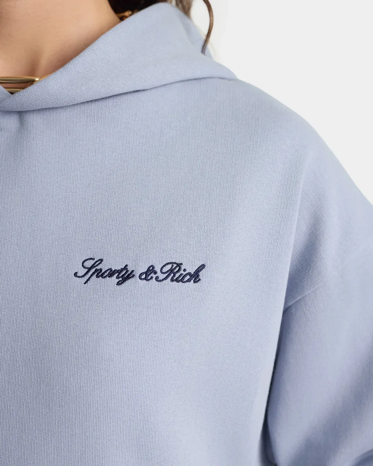 Signature Logo Embroidered Hoodie - Faded Blue/Navy