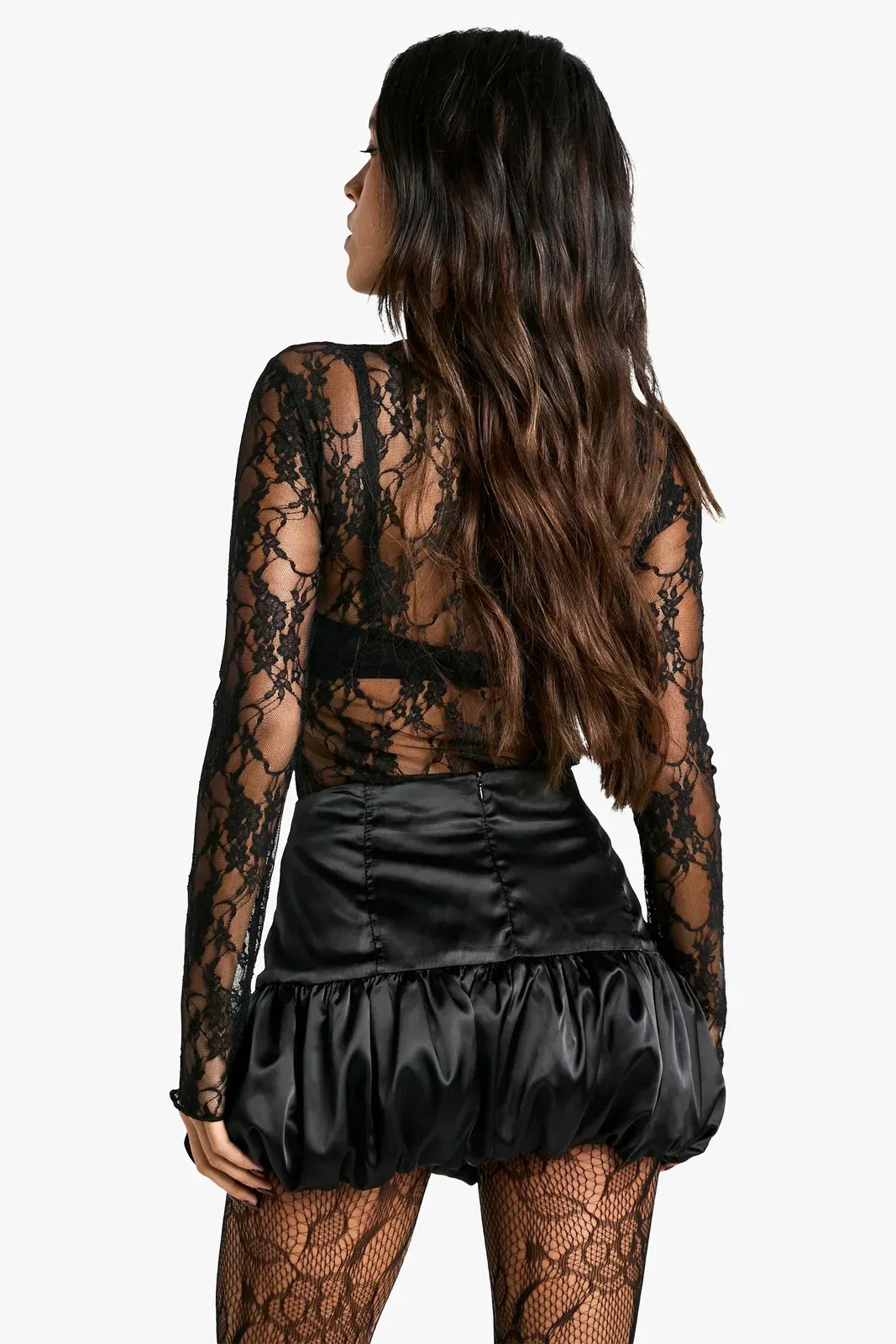 Satin Puffball Mini Skirt