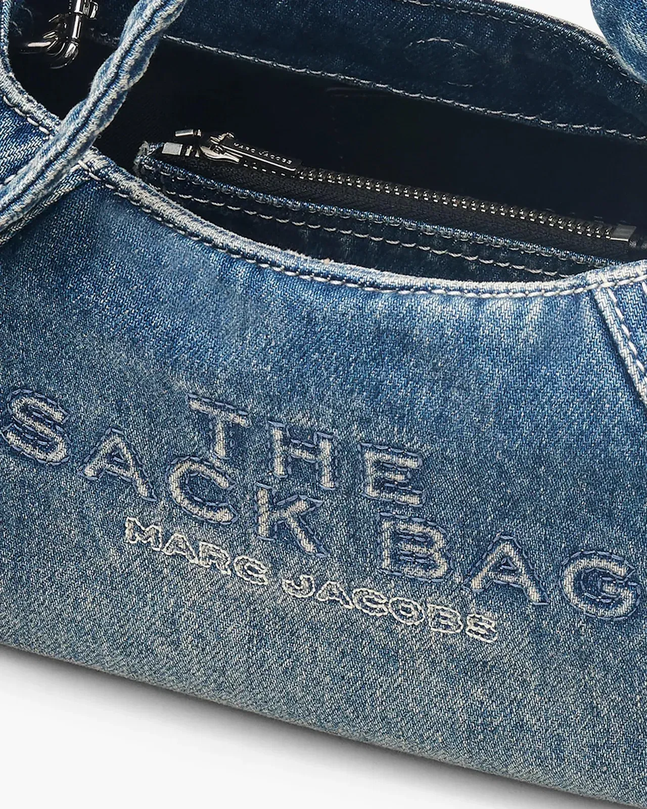 The Bow Denim Mini Sack Bag