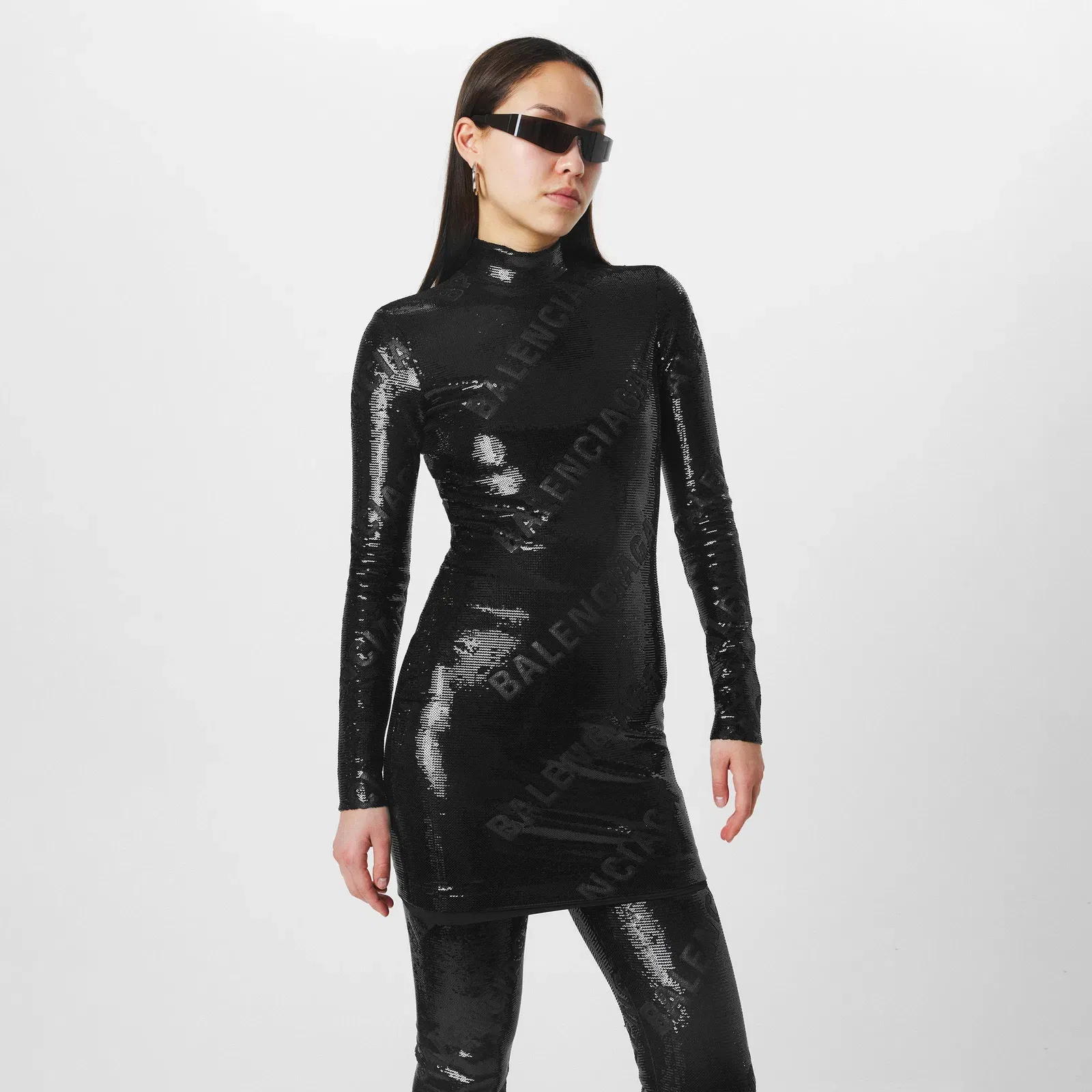 Sequinned Logo Mini Dress