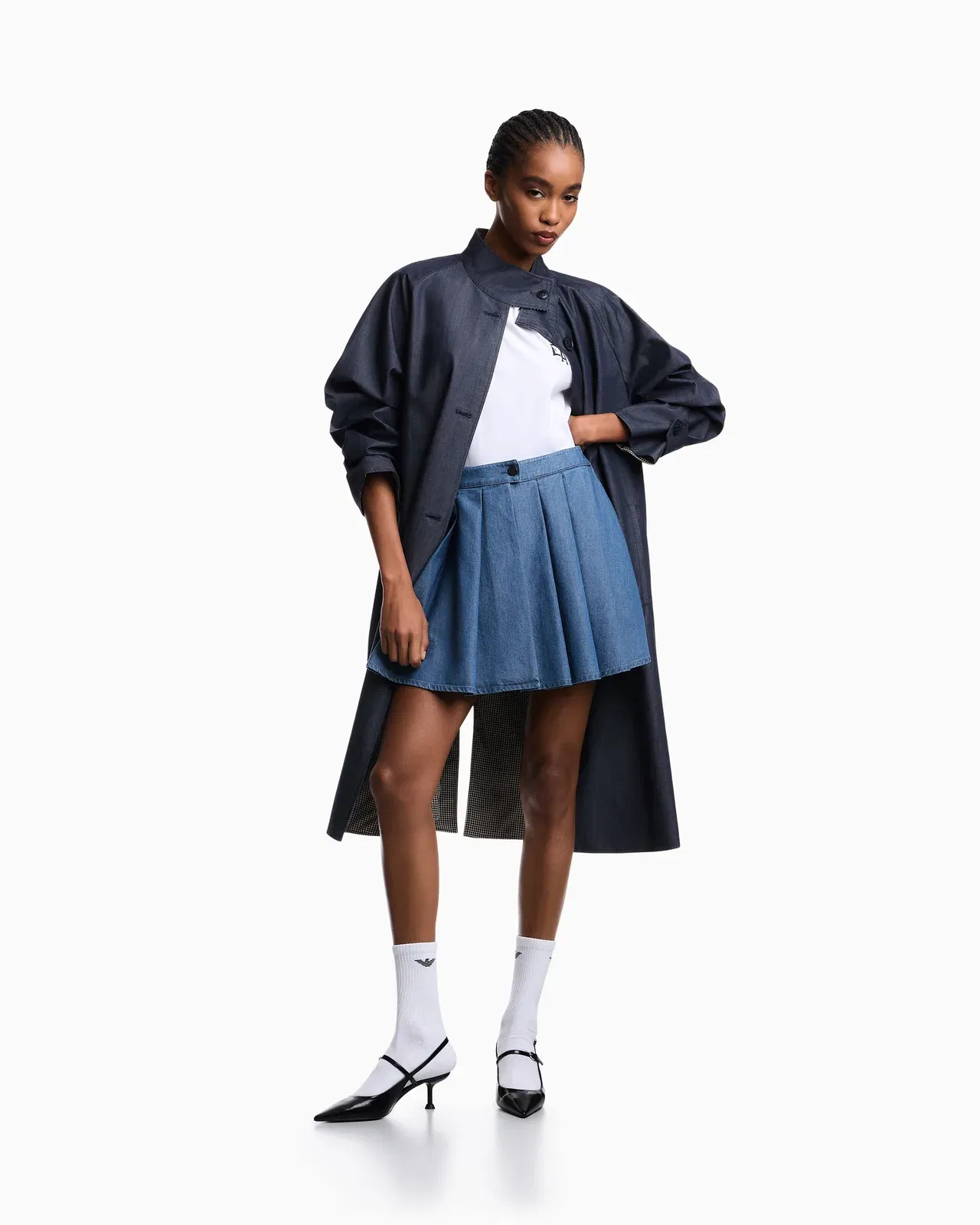 Emporio Armani Eagle Club reversible denim trench coat
