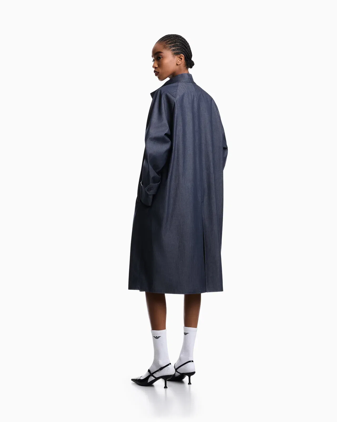 Emporio Armani Eagle Club reversible denim trench coat