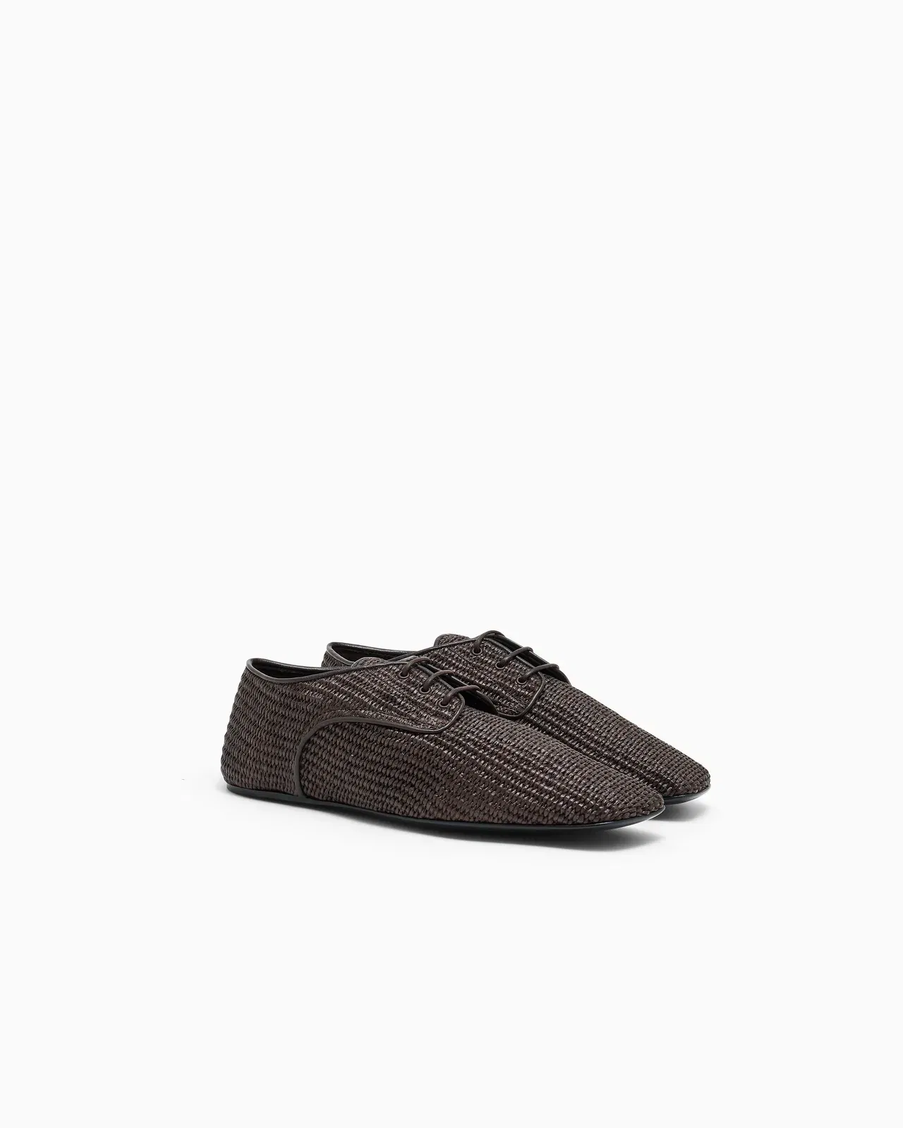 Emporio Armani Lace-Ups In Woven Raffia Brown
