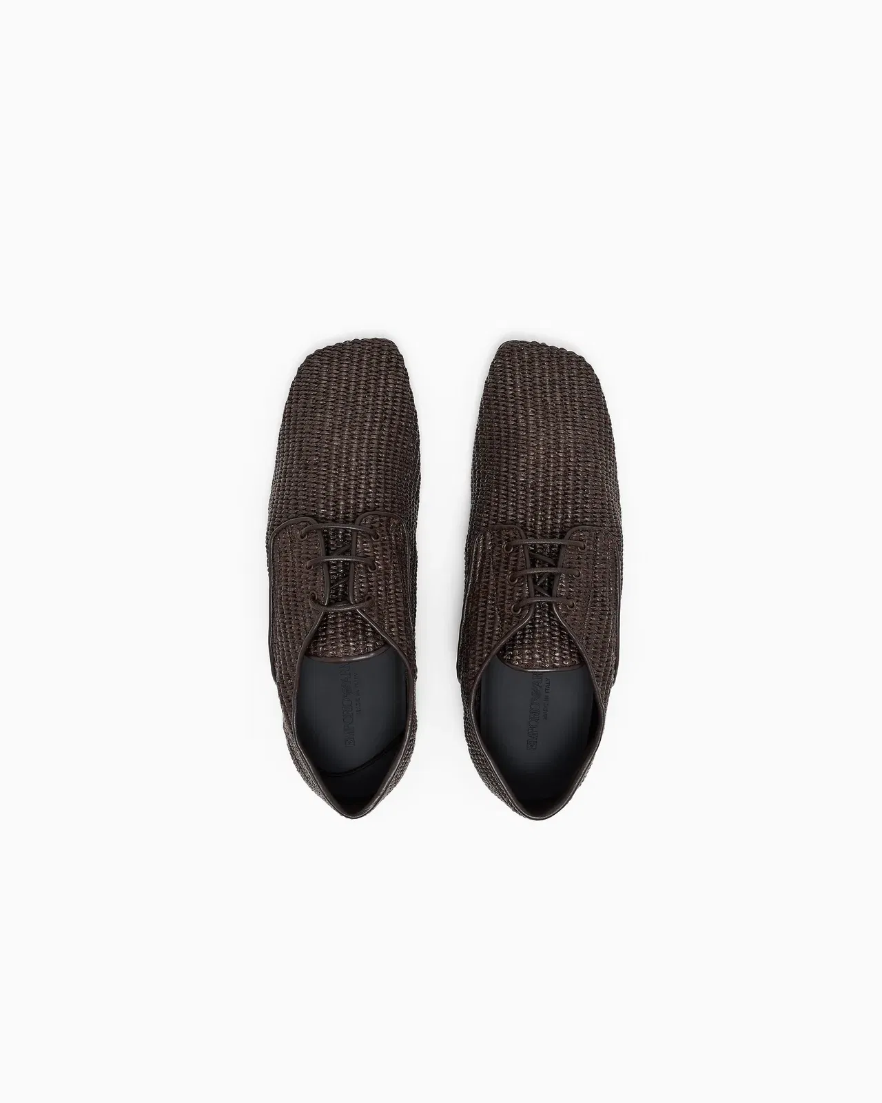 Emporio Armani Lace-Ups In Woven Raffia Brown