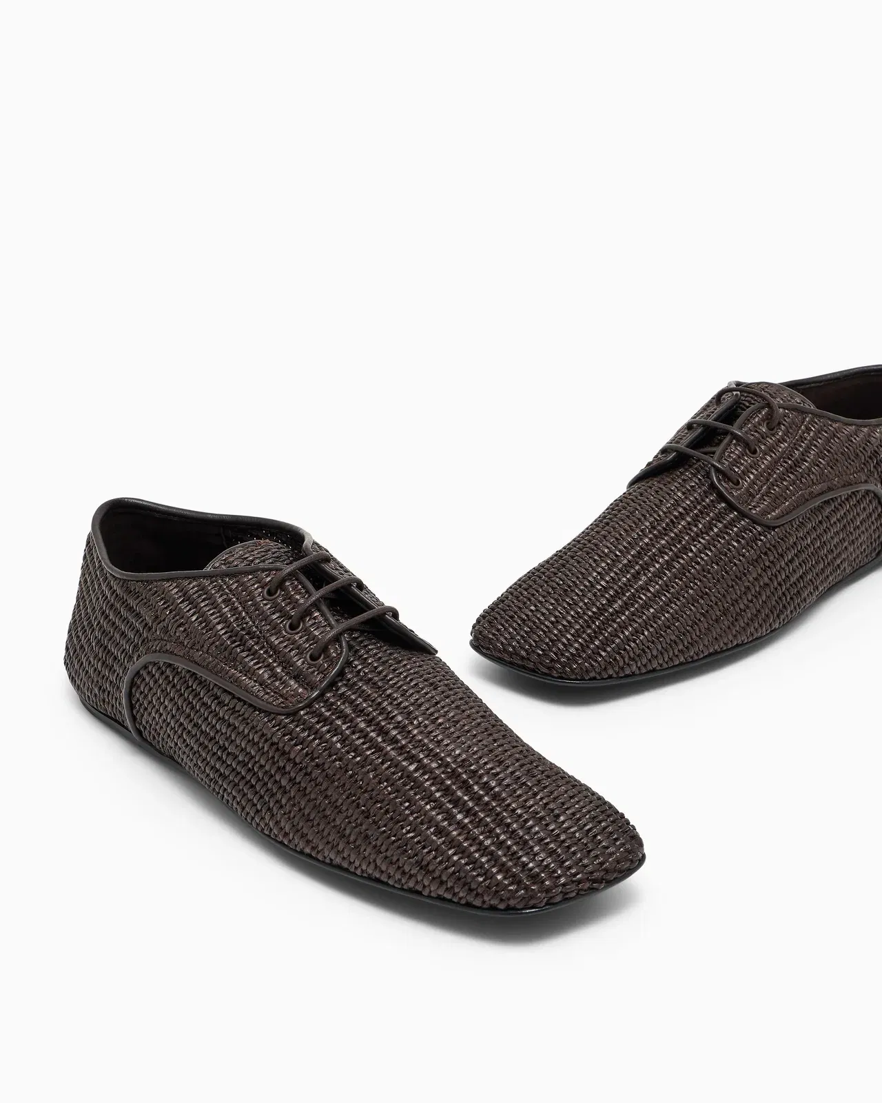 Emporio Armani Lace-Ups In Woven Raffia Brown
