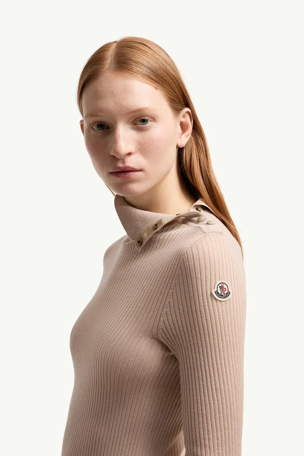 Moncler Textured Wool Sweater Light Beige Light Beige