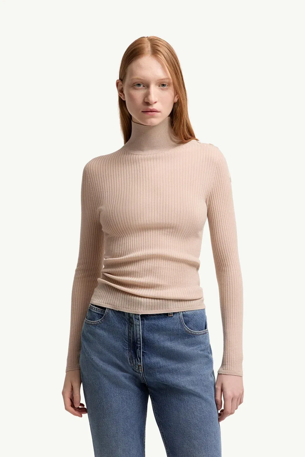 Moncler Textured Wool Sweater Light Beige Light Beige