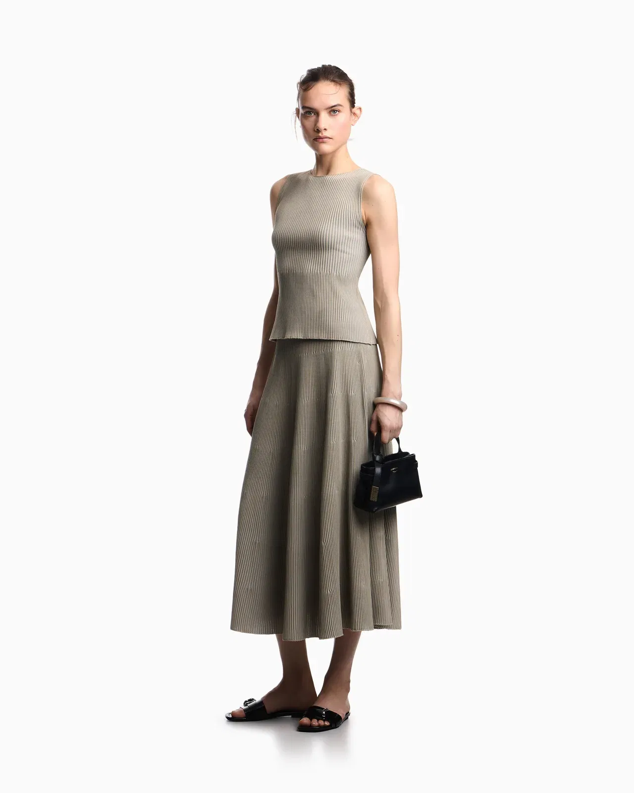 Emporio Armani Long, ribbed-effect skirt