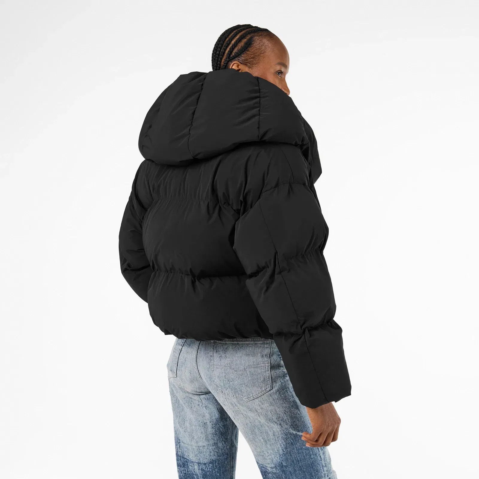 W-Iley-T1 Hooded Long Sleeve Short Puffer Jacket