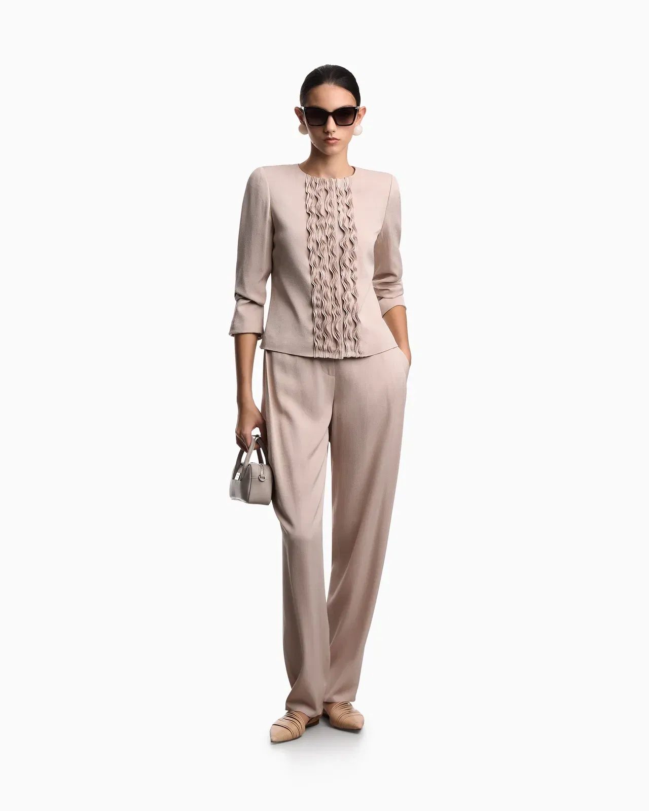 Emporio Armani Armure fabric jacket with ruffles