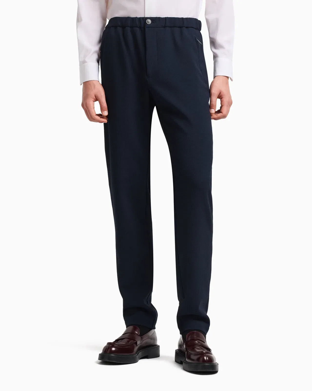 Emporio Armani Icon 3D piqué-effect crêpe jersey trousers