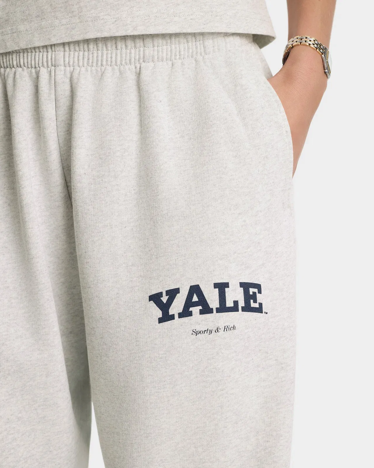 Yale Classic Wide Sweatpant - Heather Gray/Navy