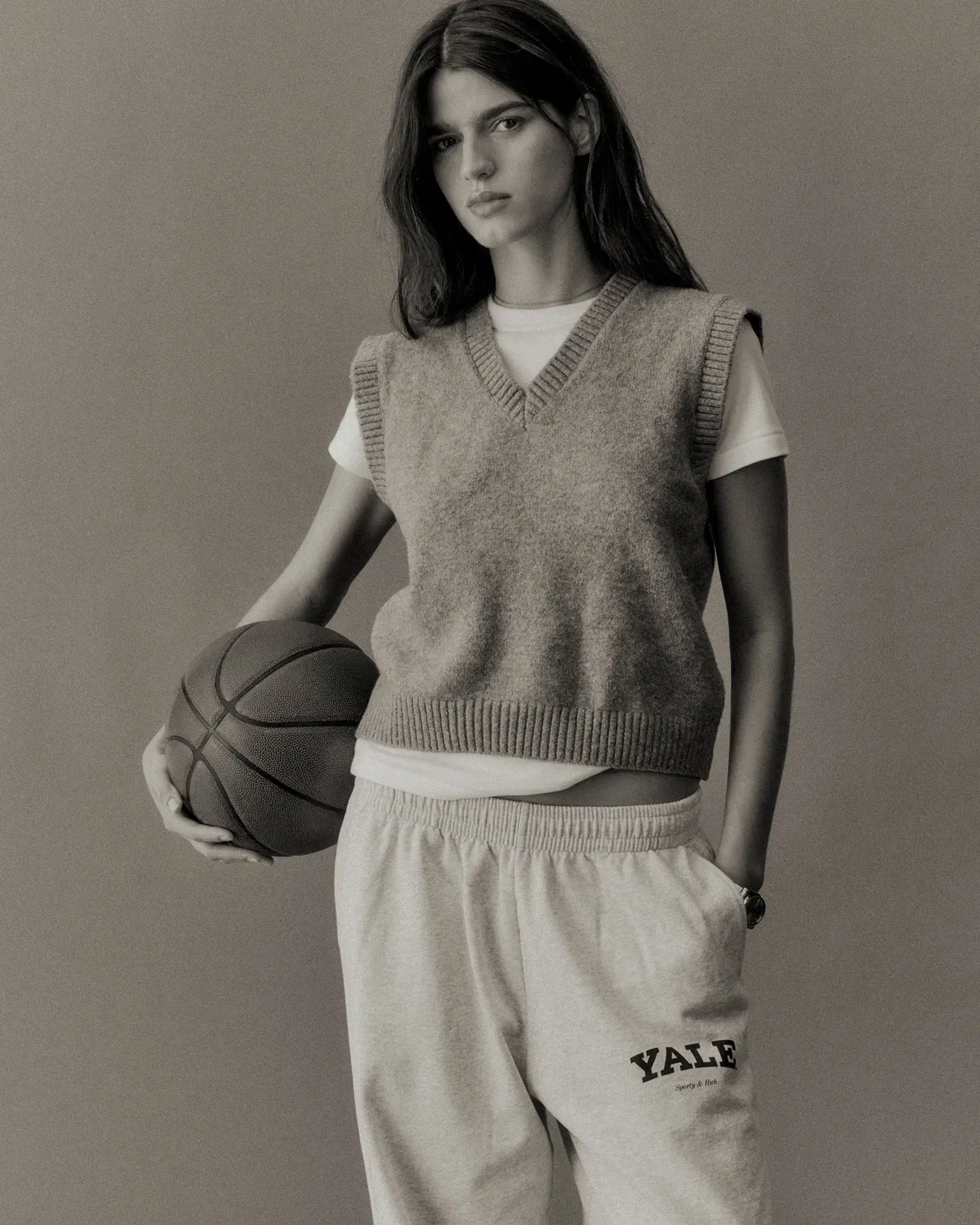 Yale Classic Wide Sweatpant - Heather Gray/Navy