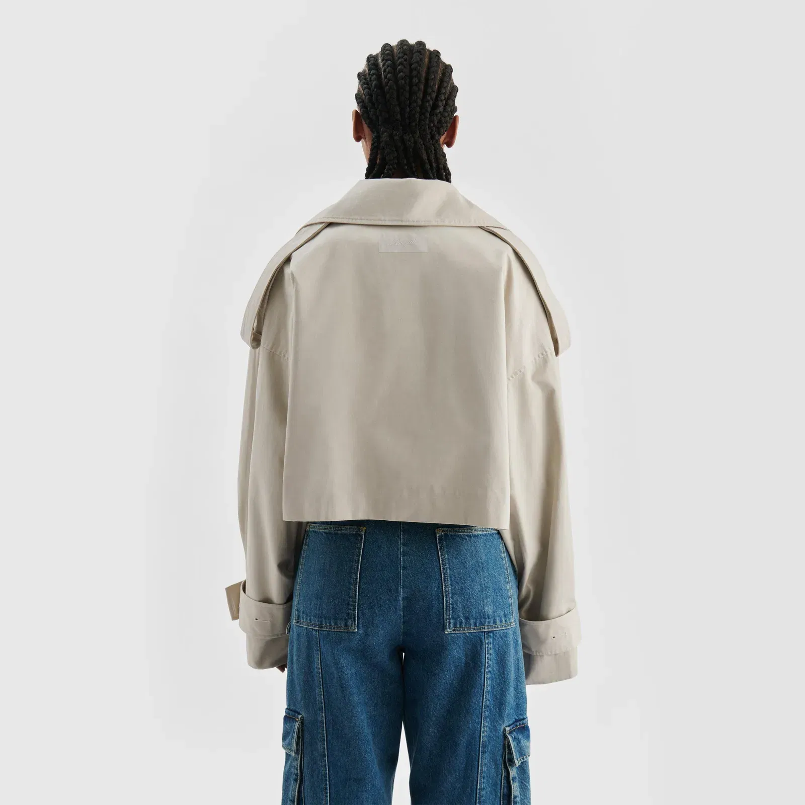 Gaia Water-Repellent Cotton Cropped Long Sleeve Trench Coat
