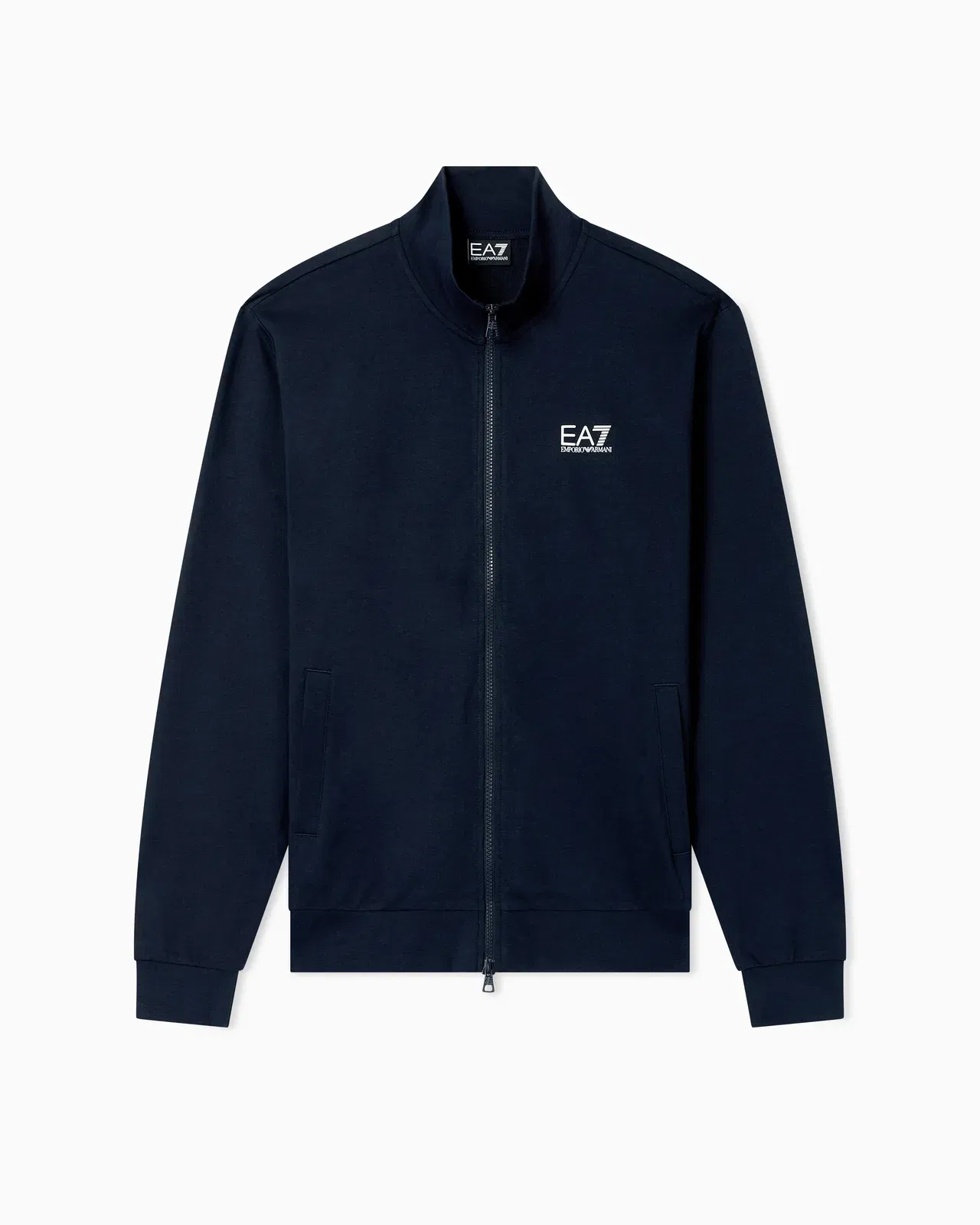 EA7 Cotton zip up with a stand-up collar and logo Core Identity