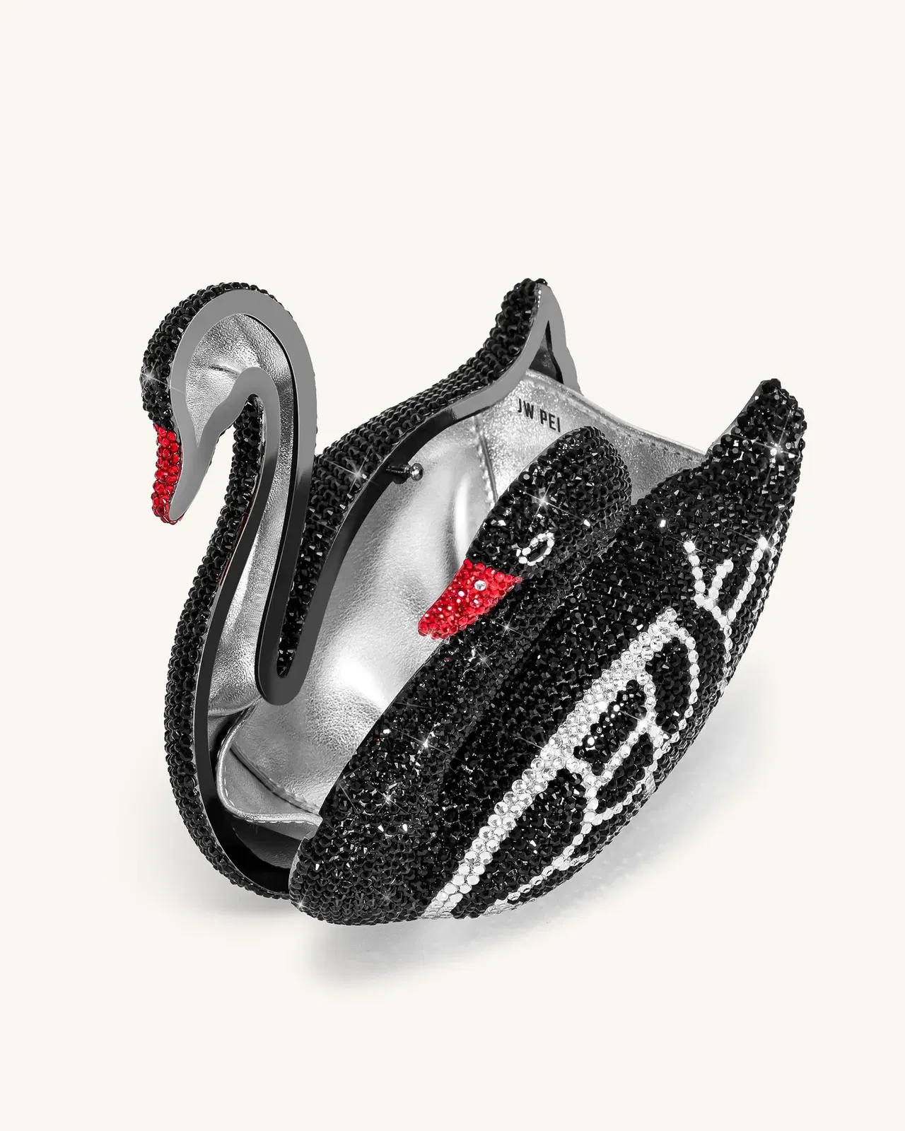 Kinsley Crystal Swan Clutch - Black