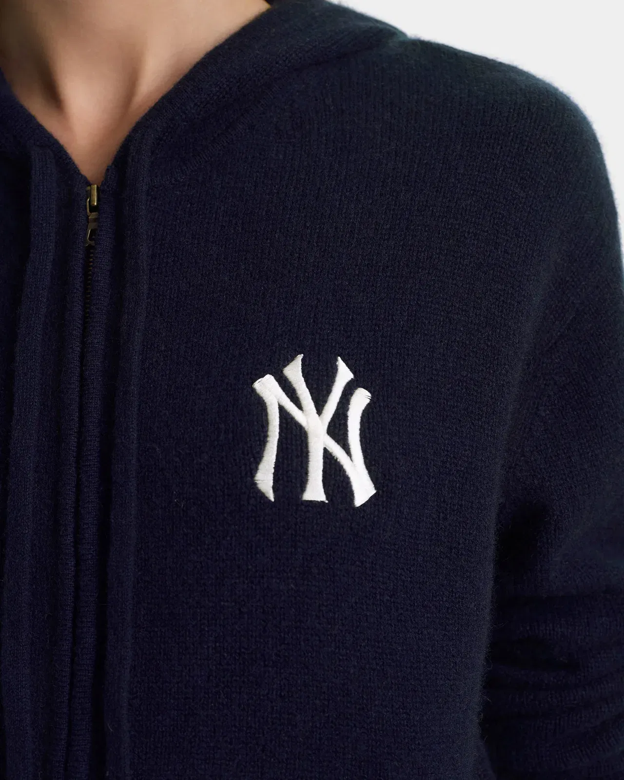 Heritage Yankees Serif Cashmere Zip Hoodie - Navy/White