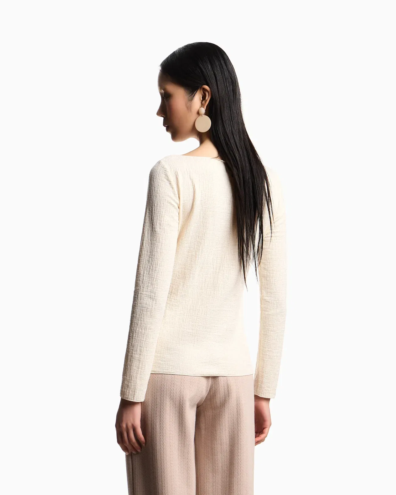 Emporio Armani Boat neck jumper in textured jersey