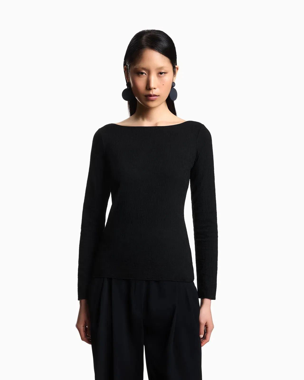 Emporio Armani Boat neck jumper in textured jersey