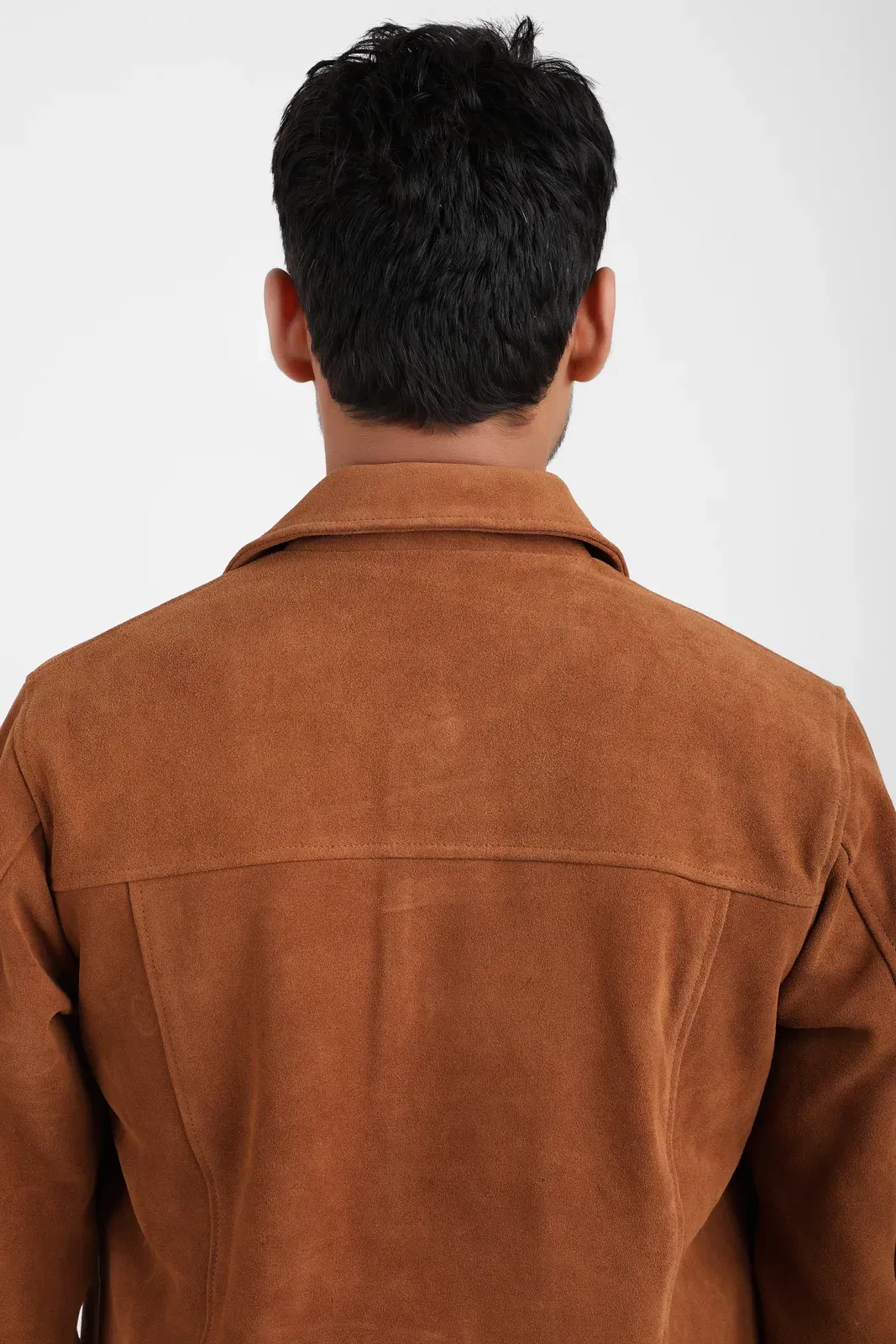 Classic Suede Leather Jacket Tan Buttons