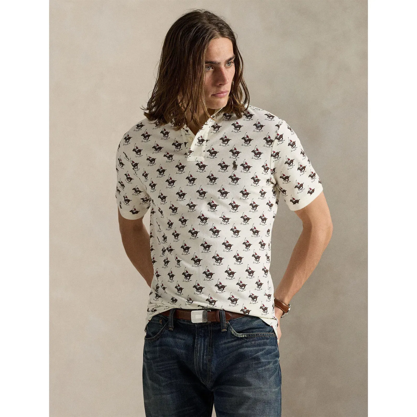 Embroidered Horse Logo Short Sleeve Shirt