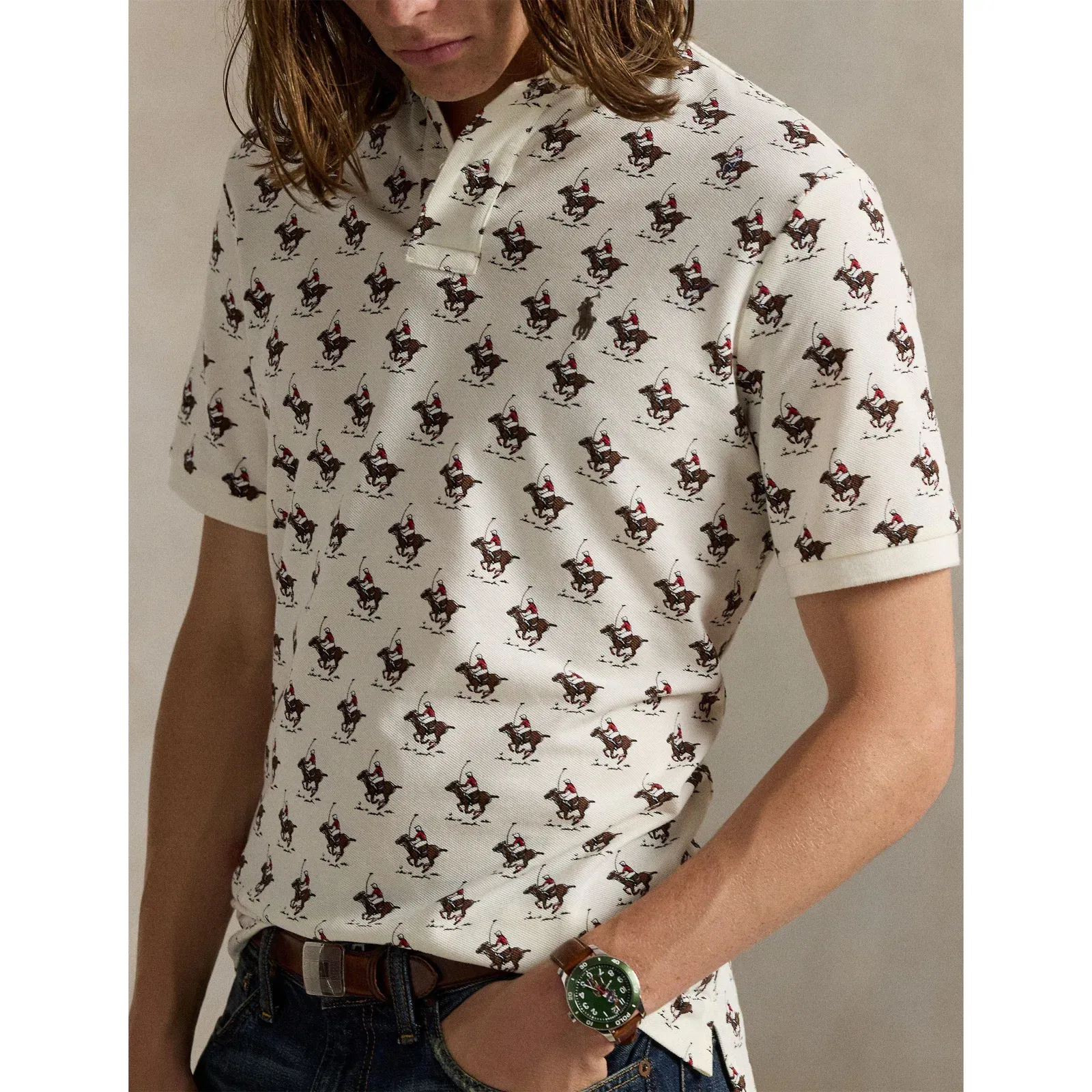 Embroidered Horse Logo Short Sleeve Shirt