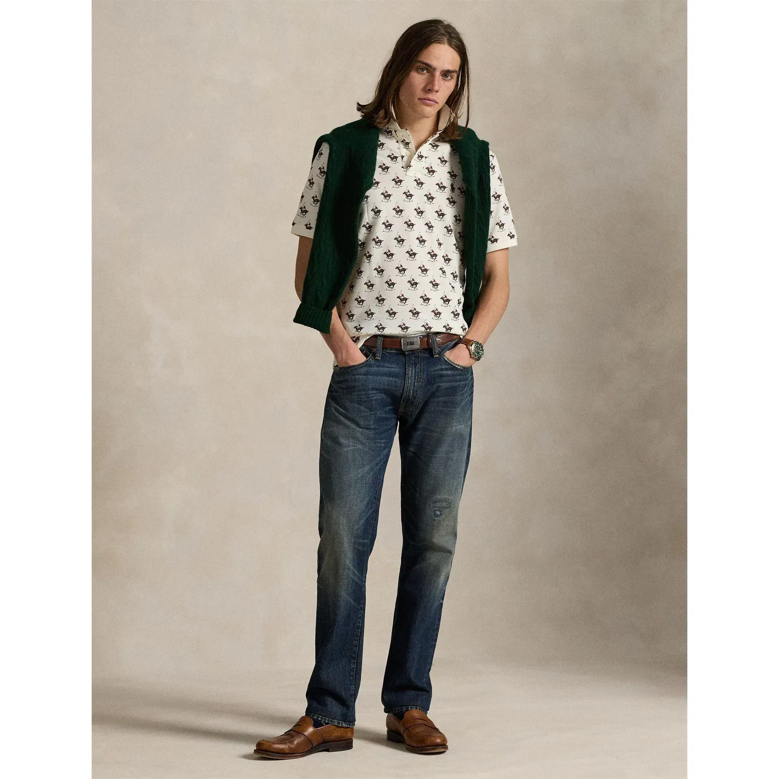 Embroidered Horse Logo Short Sleeve Shirt