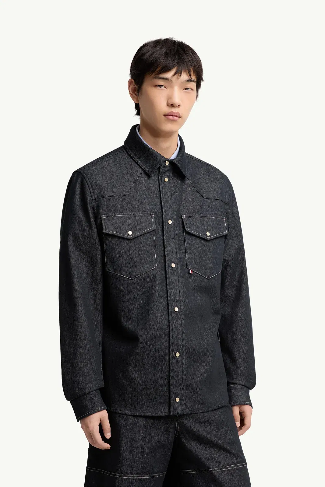 Moncler Denim Long Sleeve Shirt Denim Blue Denim Blue
