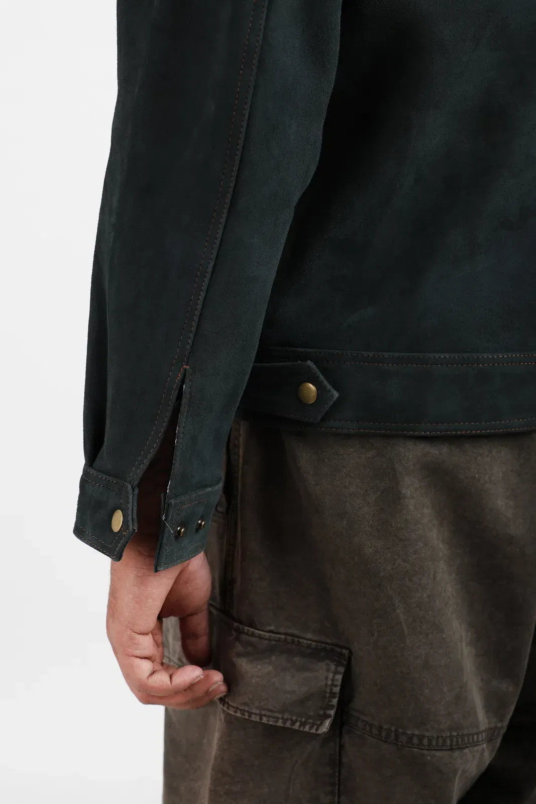 Classic Suede Leather Jacket – Forest Green
