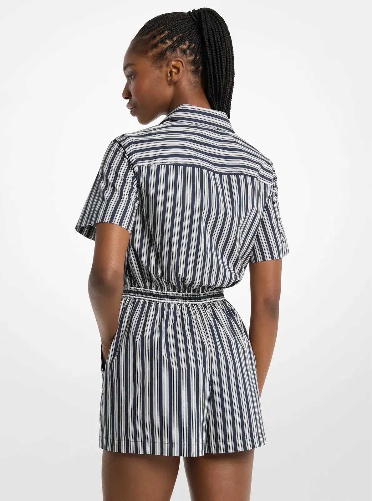 Michael Kors Striped Cotton Poplin Romper MIDNIGHTBLUE
