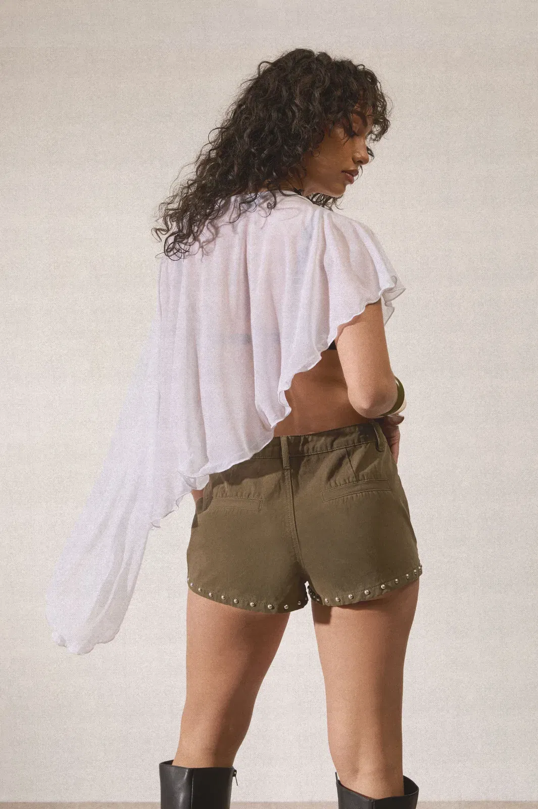 Sheer Mesh Cape Top