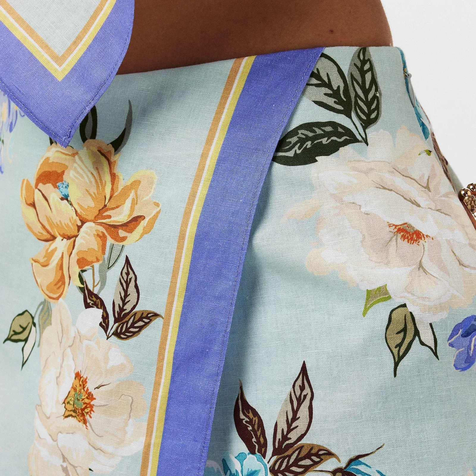 Floral High-Waisted Tailored Shorts