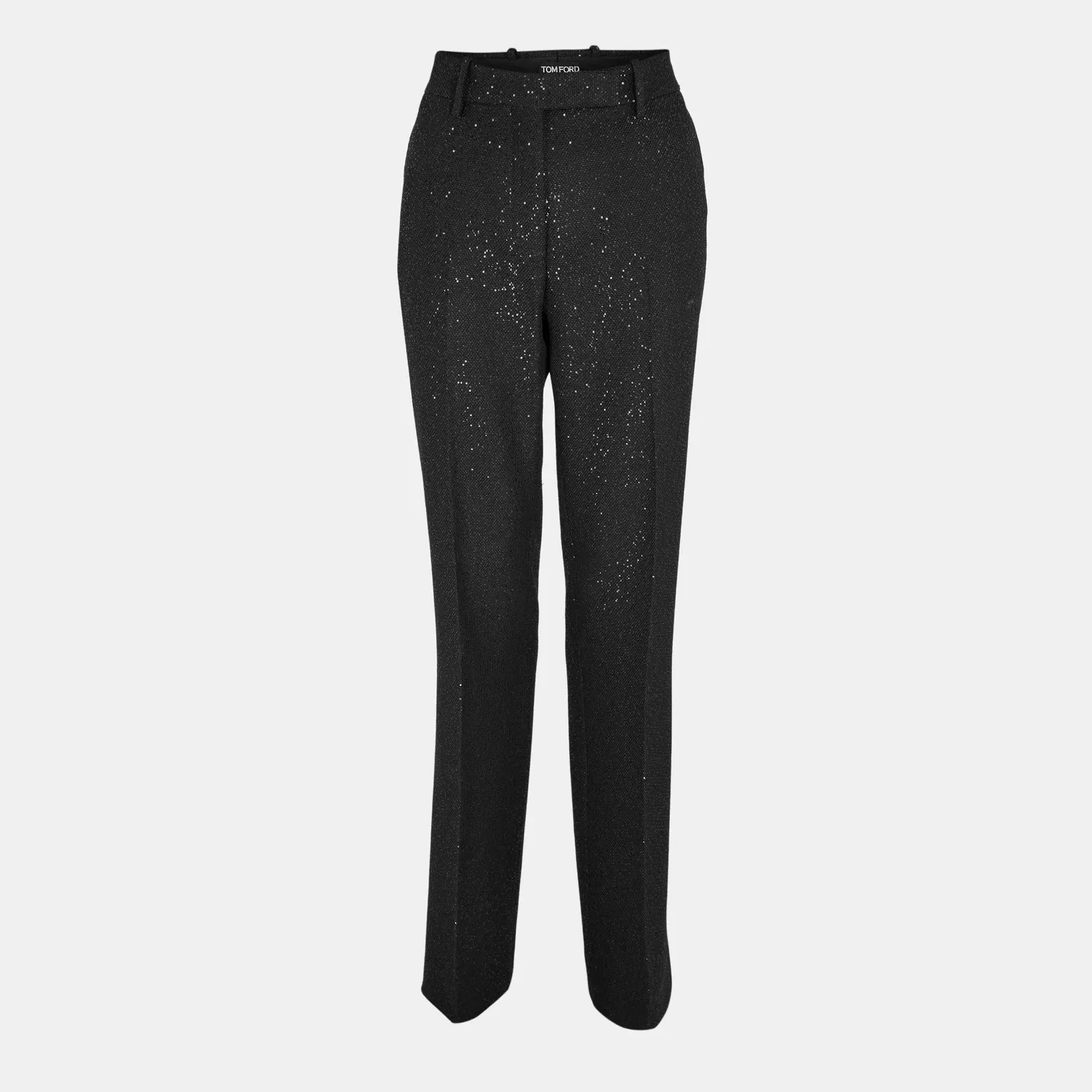 Sequined Wool Blend Crepe Tailored Trouser
