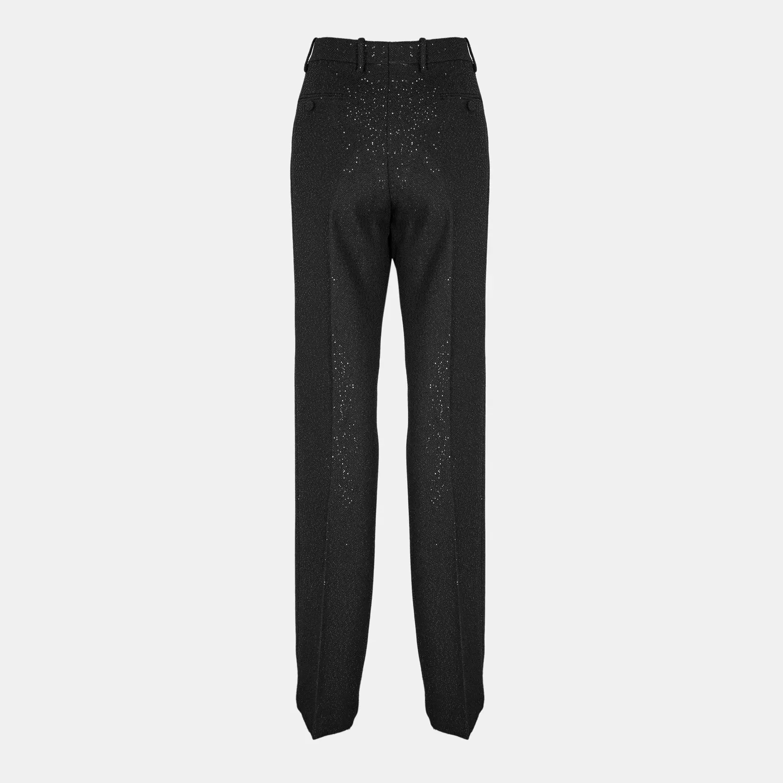 Sequined Wool Blend Crepe Tailored Trouser