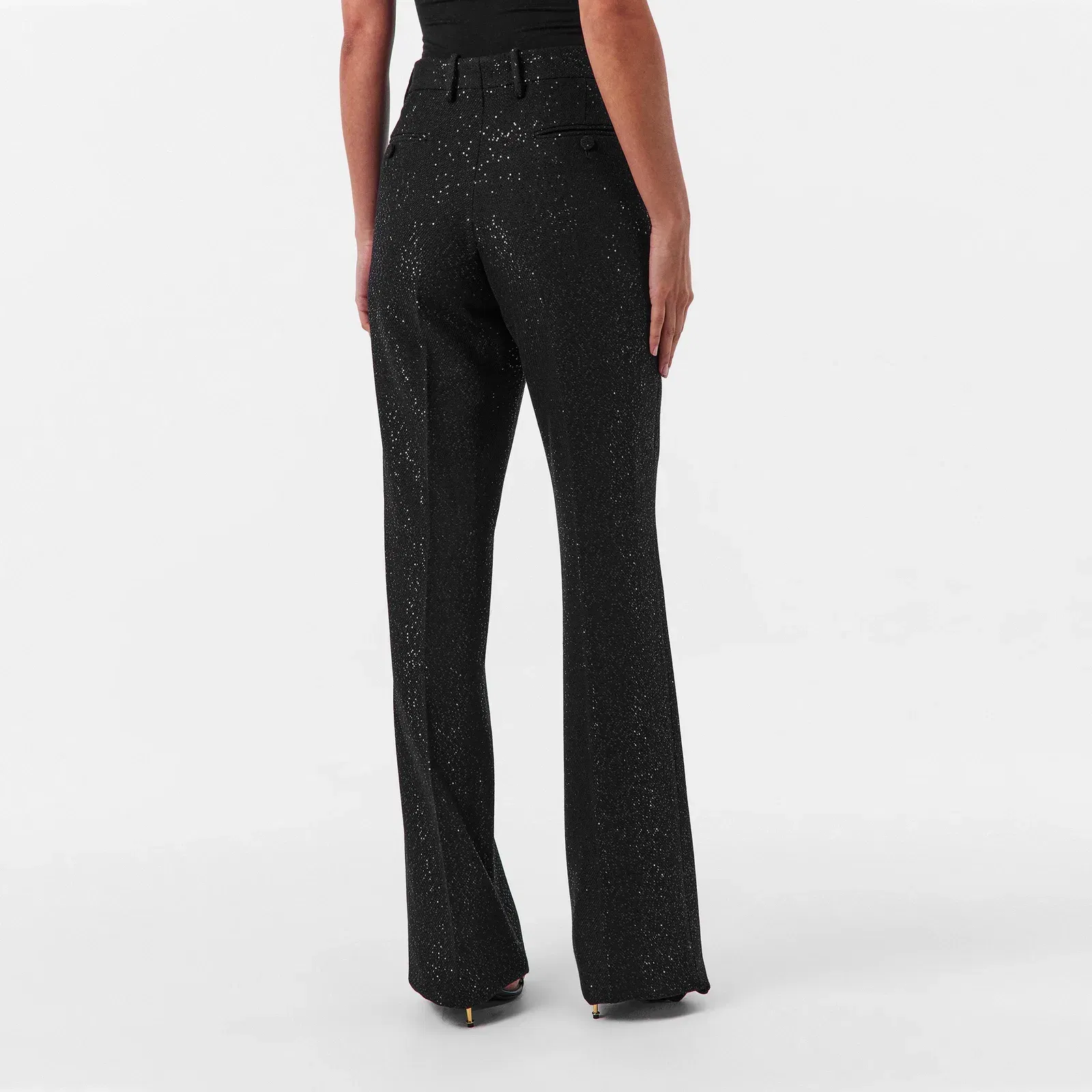 Sequined Wool Blend Crepe Tailored Trouser