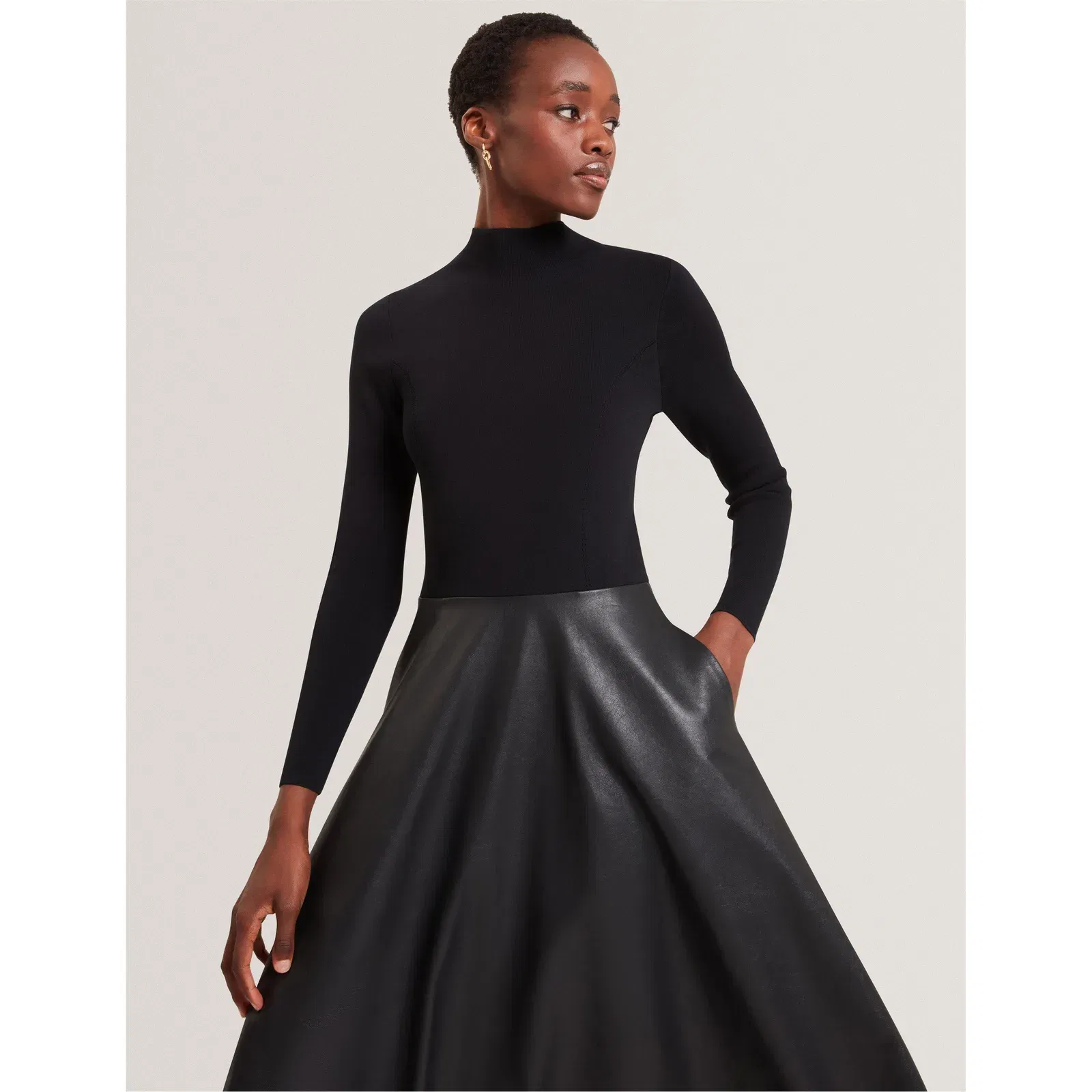 Faux Midi A-Line Dress