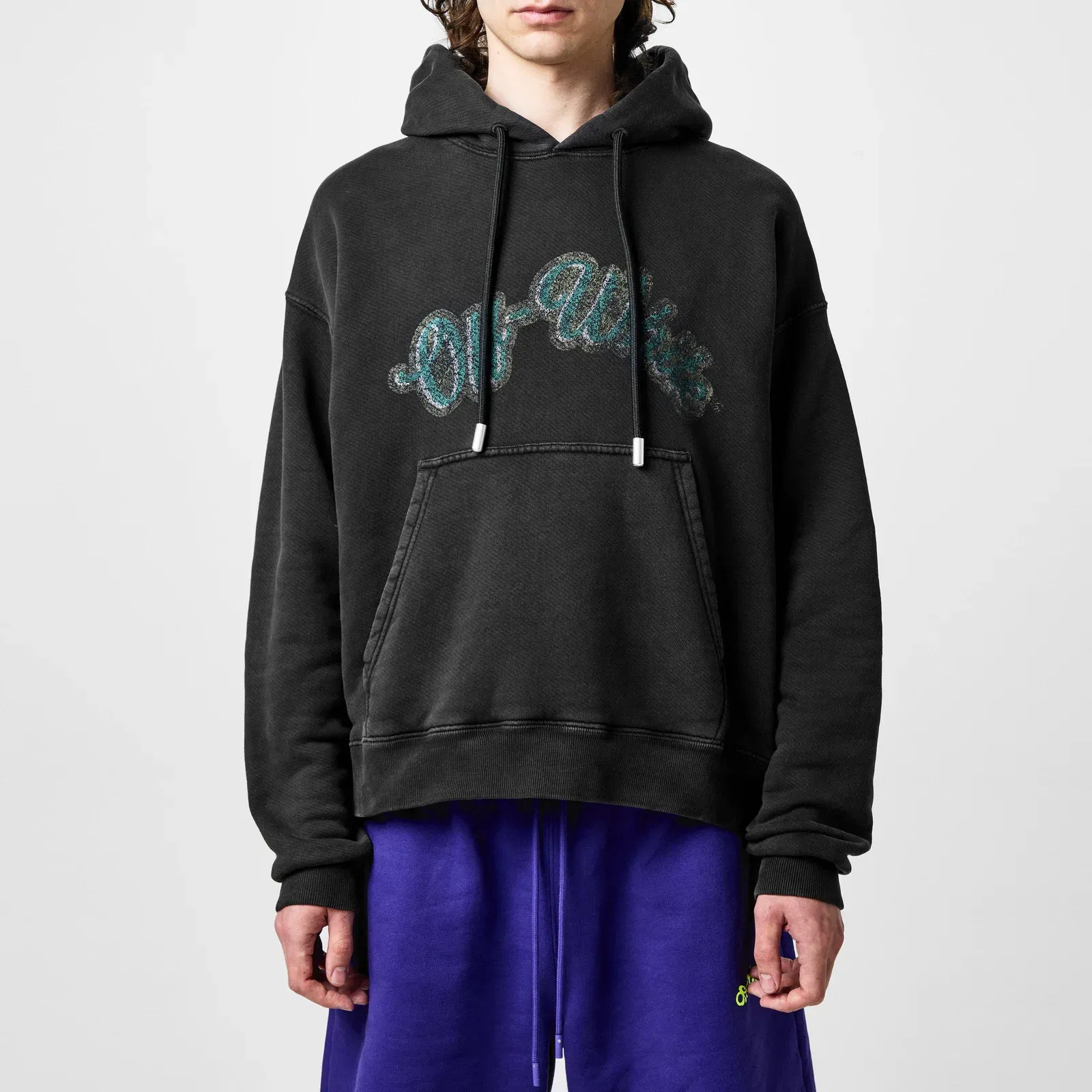Bacchus Skate Distressed Print Cotton Long Sleeve Hoodie