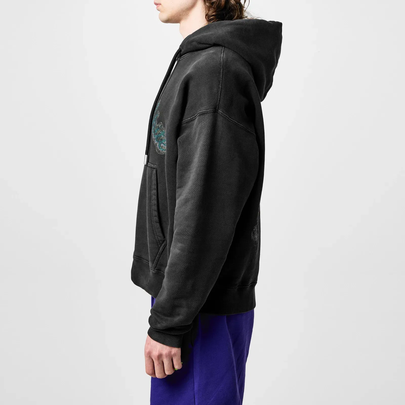 Bacchus Skate Distressed Print Cotton Long Sleeve Hoodie