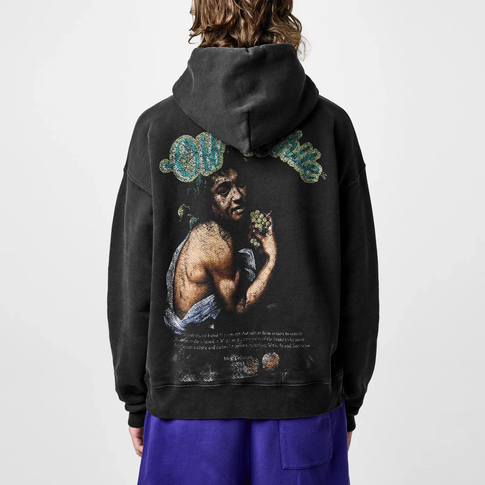 Bacchus Skate Distressed Print Cotton Long Sleeve Hoodie