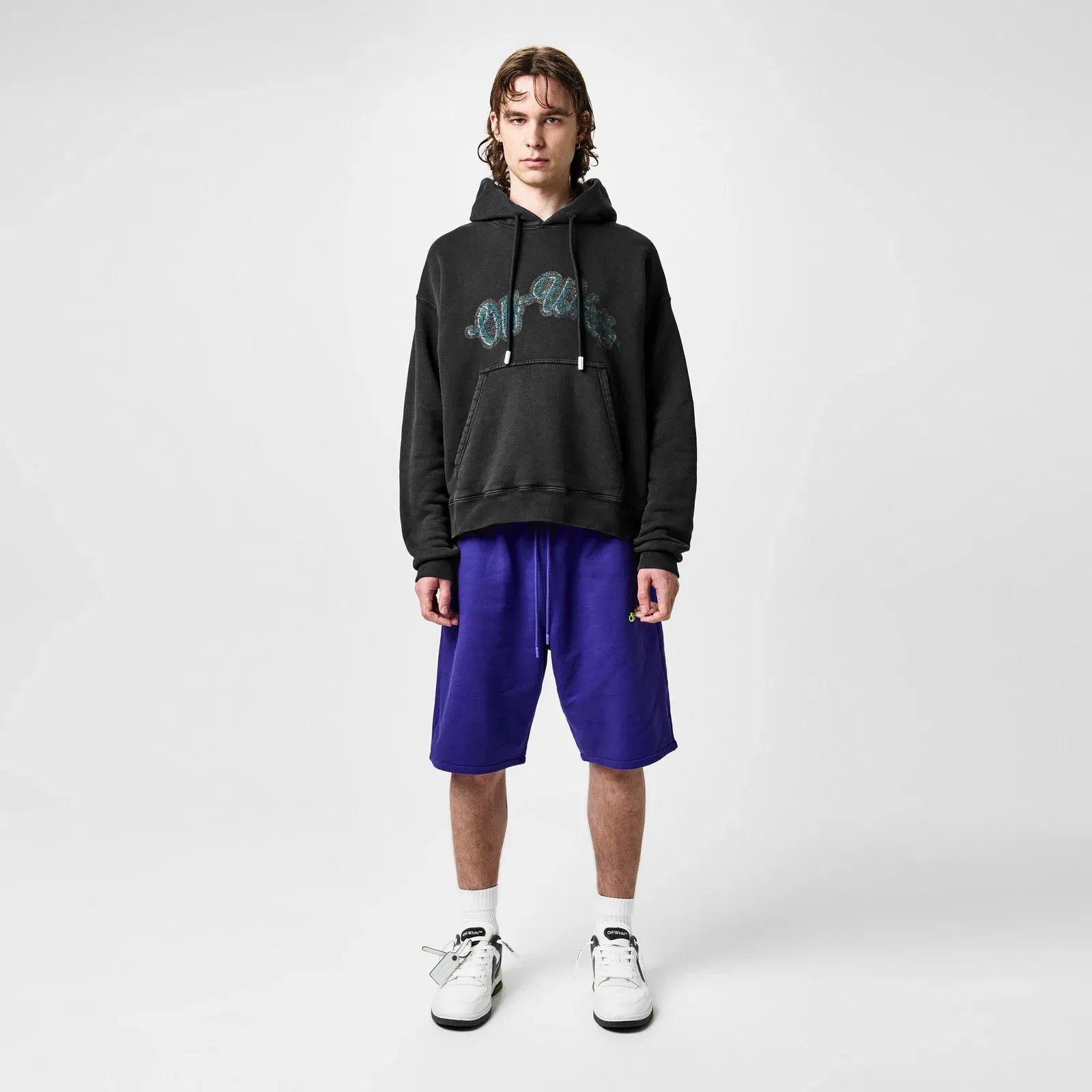 Bacchus Skate Distressed Print Cotton Long Sleeve Hoodie