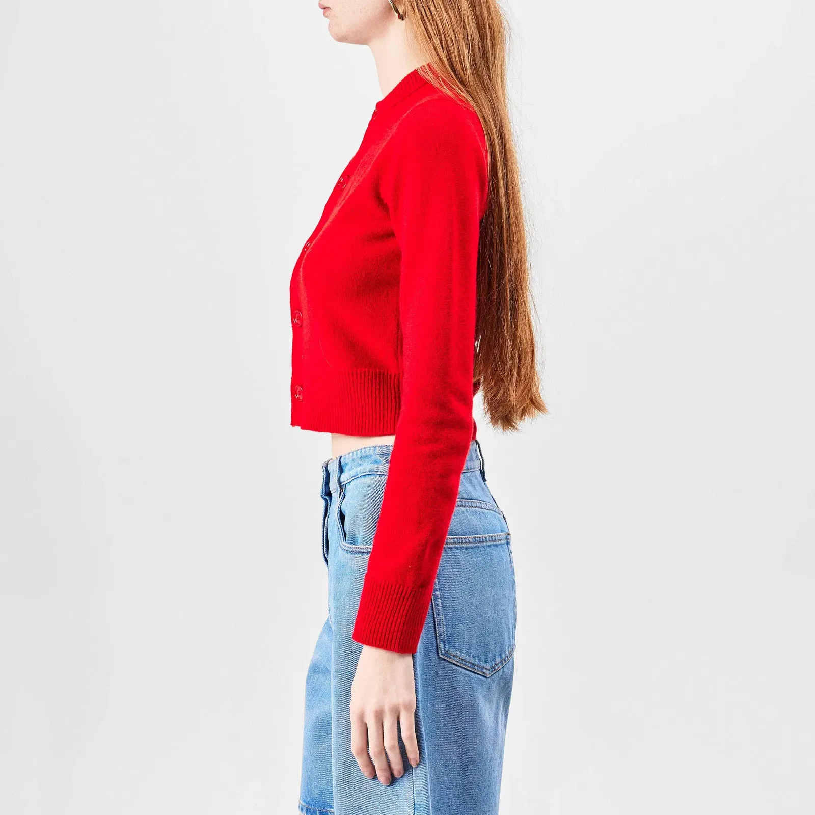 Wool Knit Crewneck Cardigan