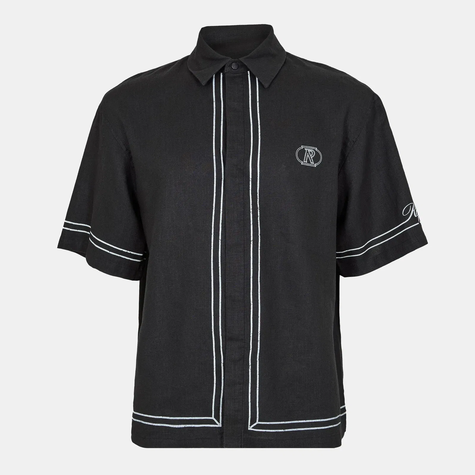 Border Short Sleeve Patterned Shirt