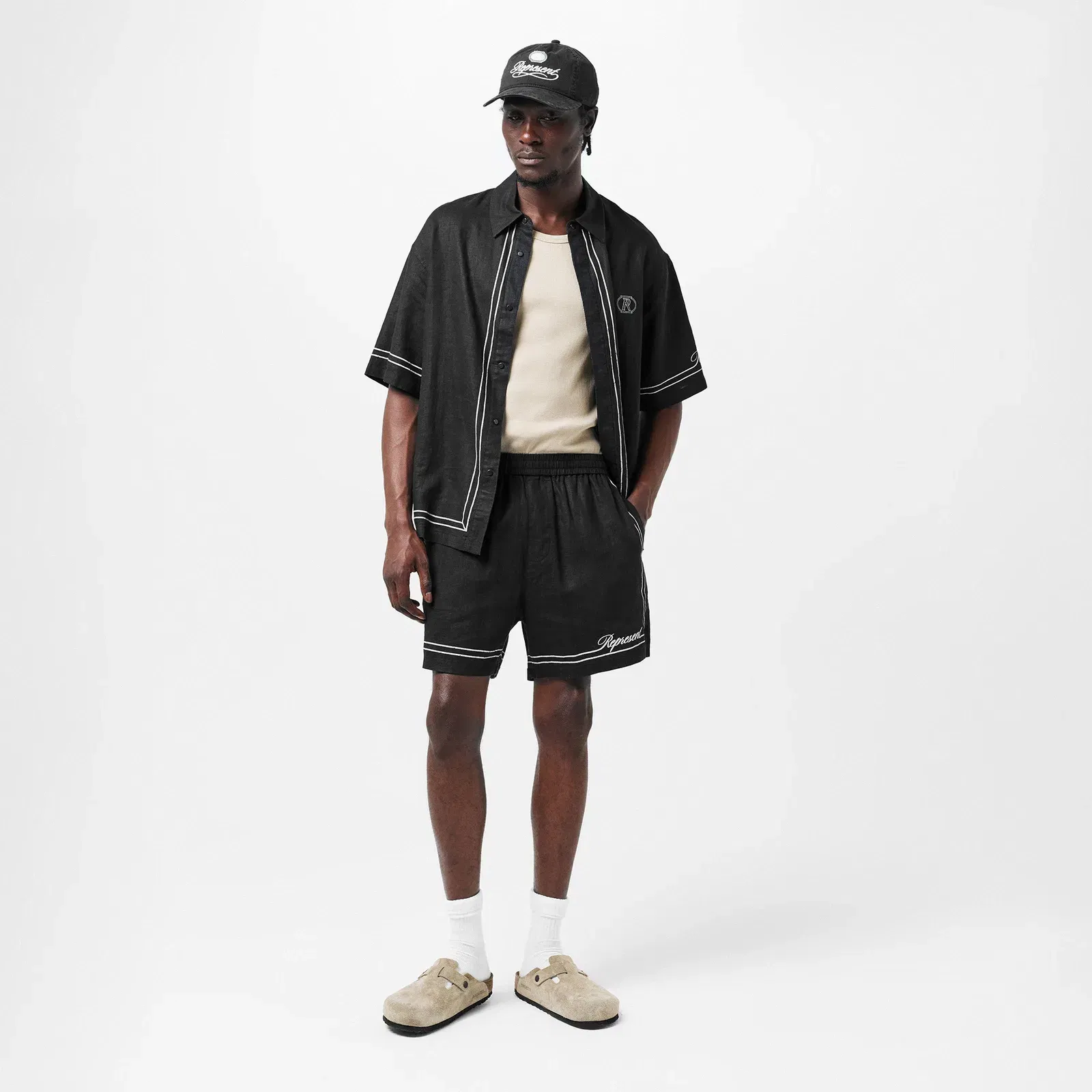 Border Short Sleeve Patterned Shirt