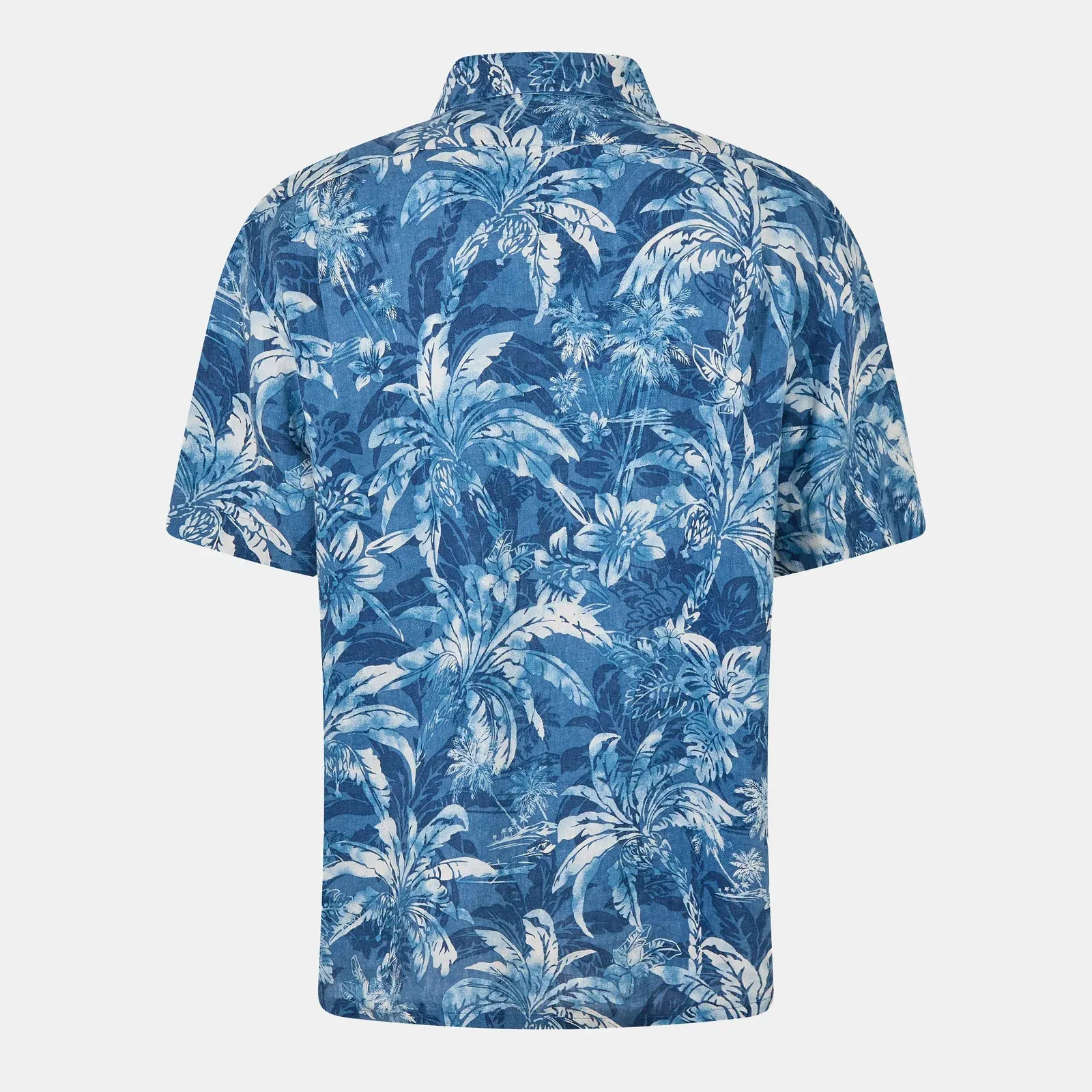 Linen Palm Pattern Short Sleeve Shirt