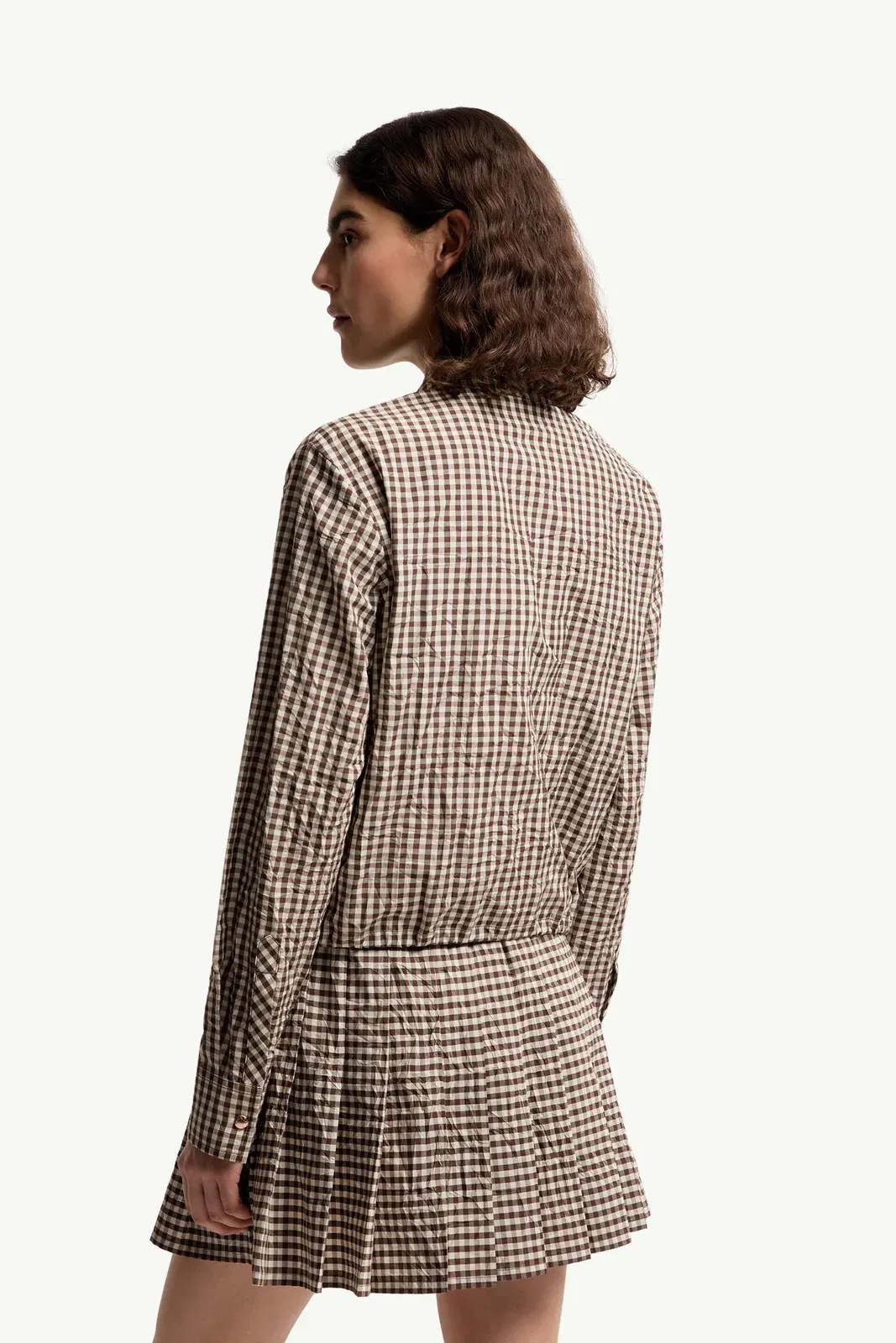 Moncler Vichy Cotton Blend Shirt White & Brown White & Brown