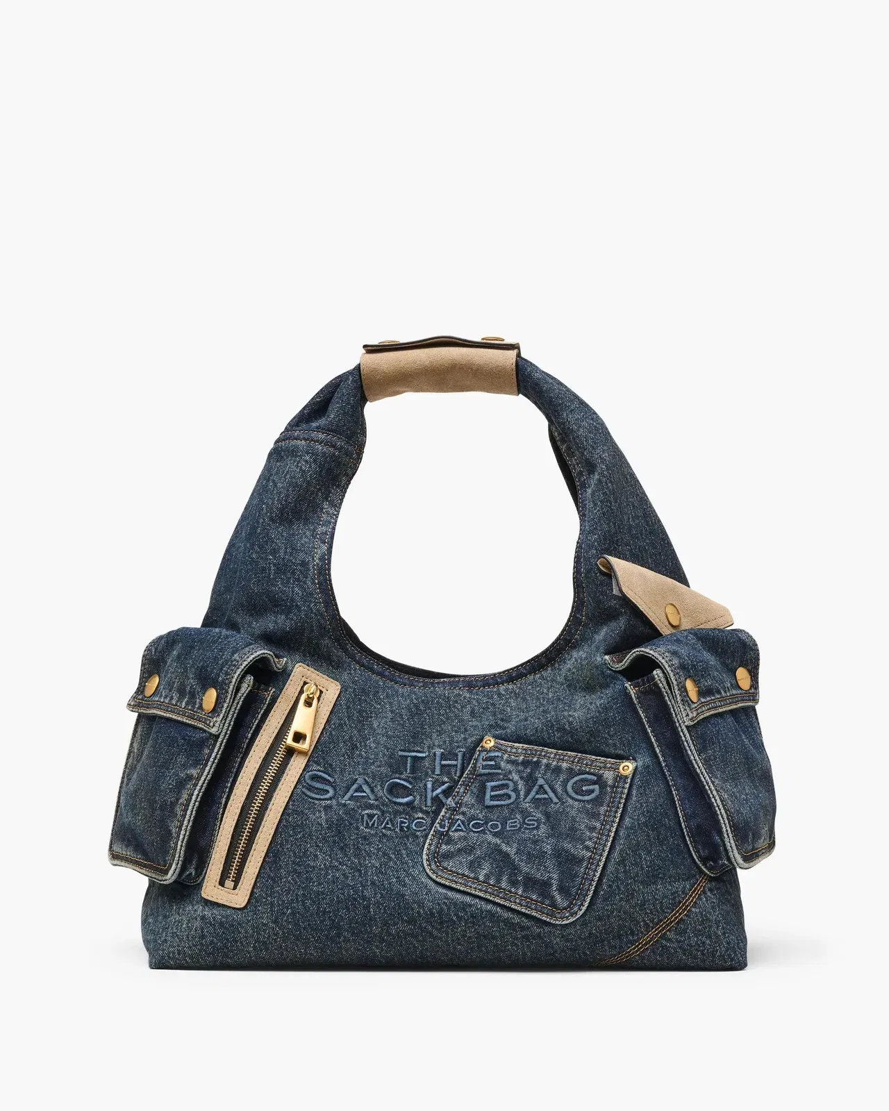 The Denim Suede Cargo Sack Bag