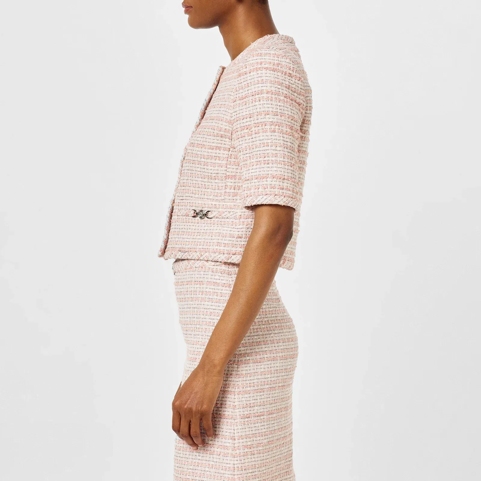 Tweed Cotton Short Sleeve Overcoat