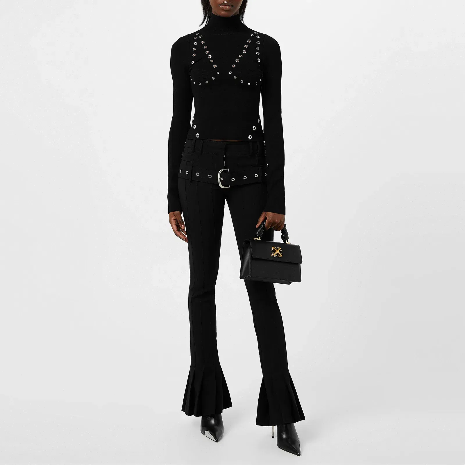 Eylts Mock Neck Viscose Long Sleeve Embellished Jumper